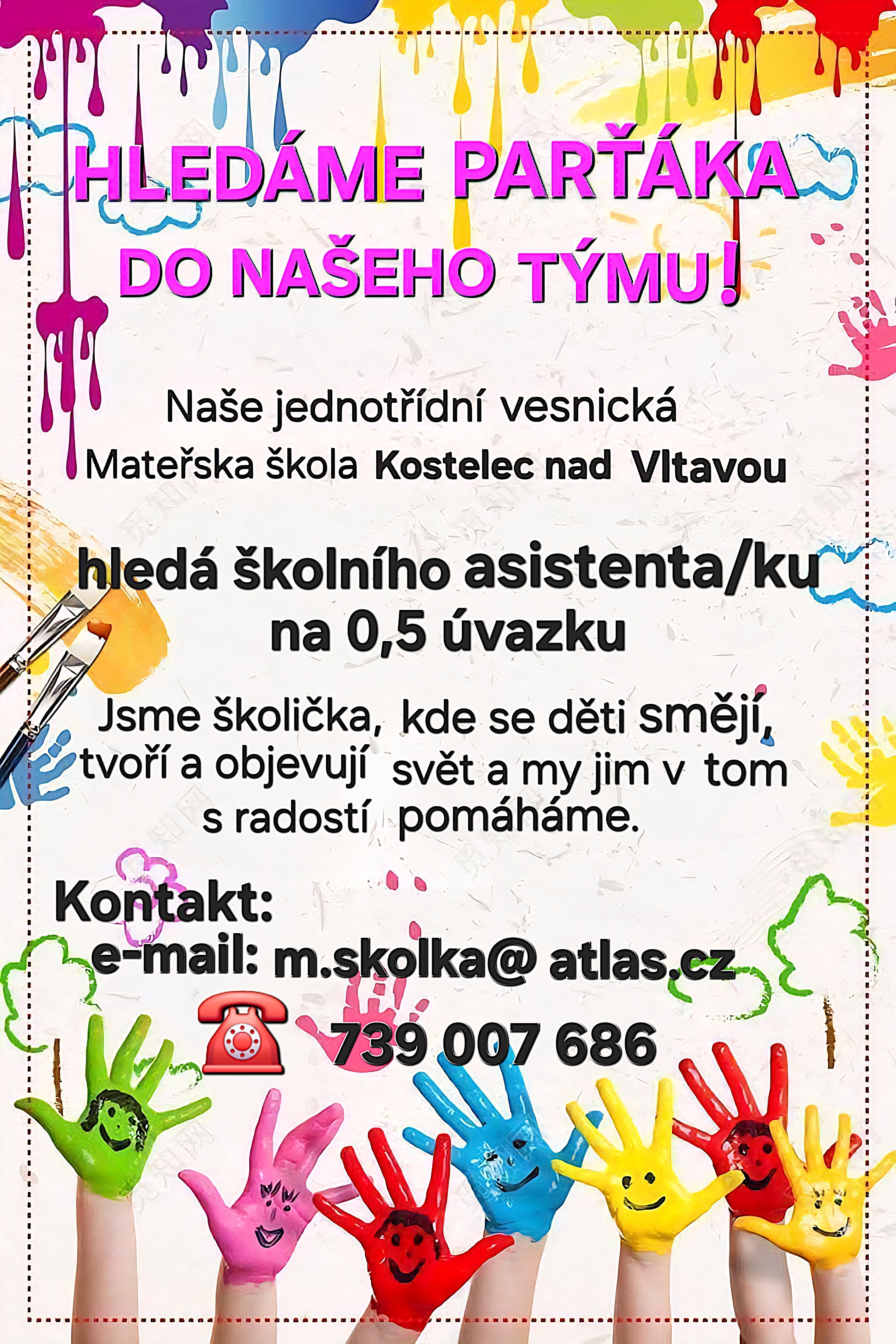 Hledáme parťáka do našeho týmu MŠ Kostelec nad Vltavou