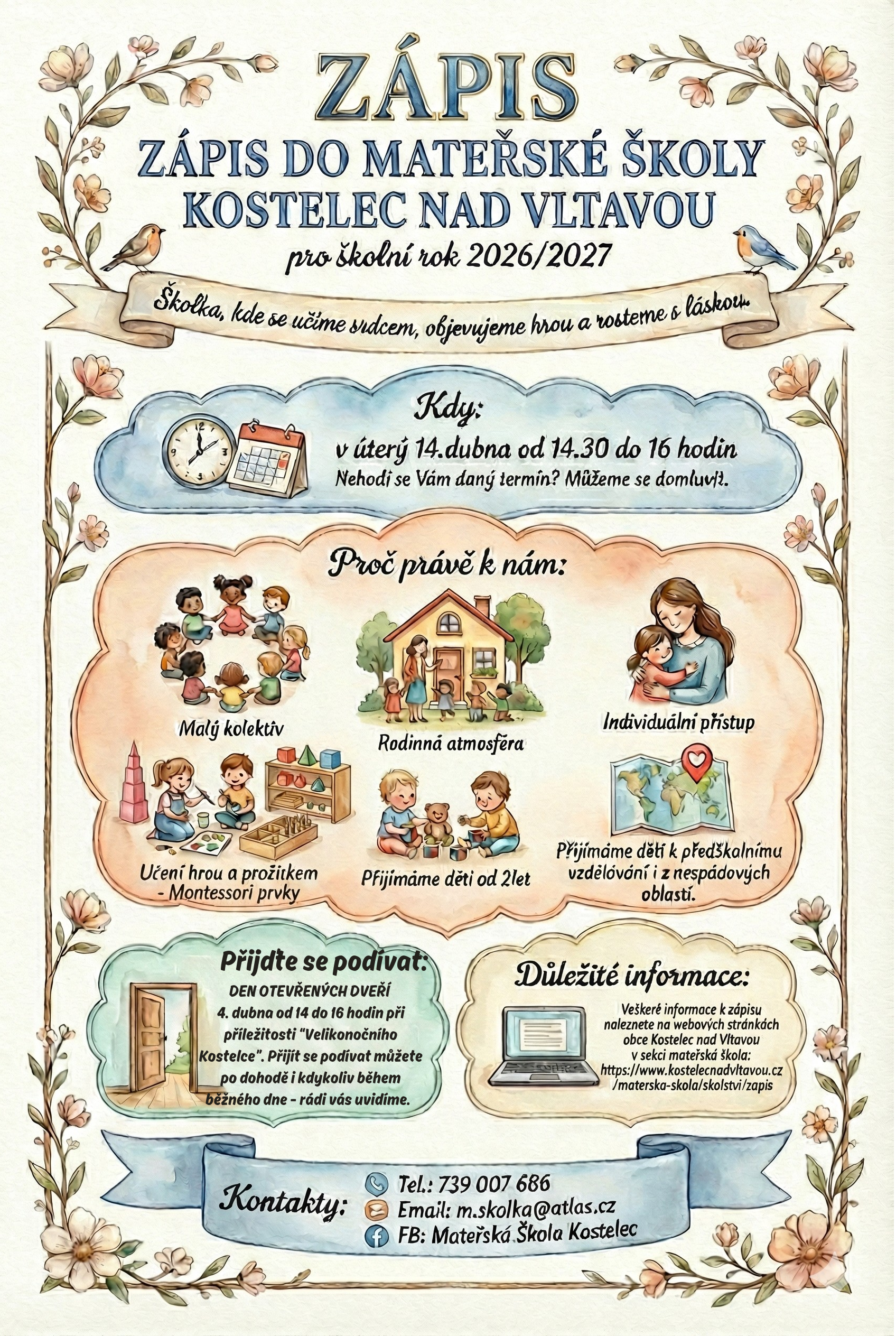 Informace k zápisu do MŠ pro školní rok 2025 - 2026